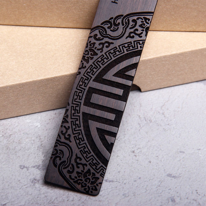 Zen Enlightenment Quotes Ebony Wood Small Leaf Red Sandalwood Bookmarks With Gift Box