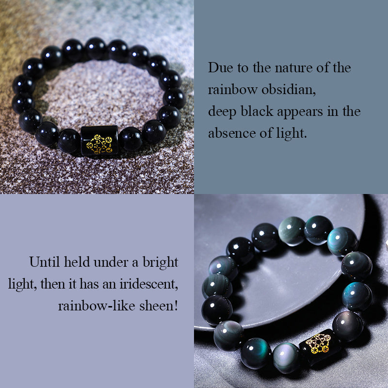 "Sending Balance and Protection" Rainbow Obsidian Bracelet Includes Gift Message Card
