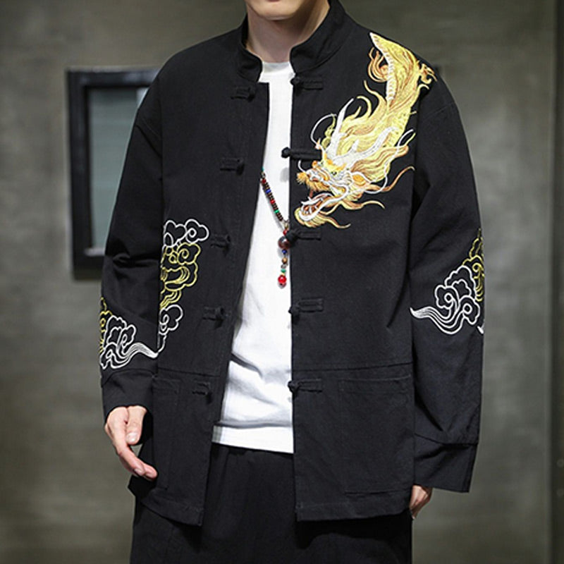 Dragon Auspicious Cloud Embroidery Clothing Chinese Tang Suit Jacket Men Clothing