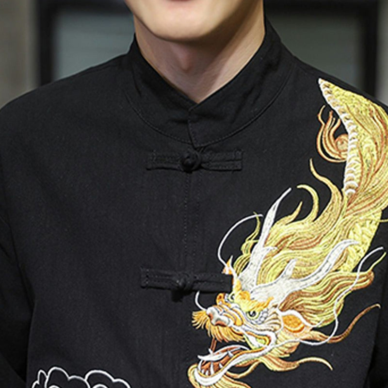 Dragon Auspicious Cloud Embroidery Clothing Chinese Tang Suit Jacket Men Clothing