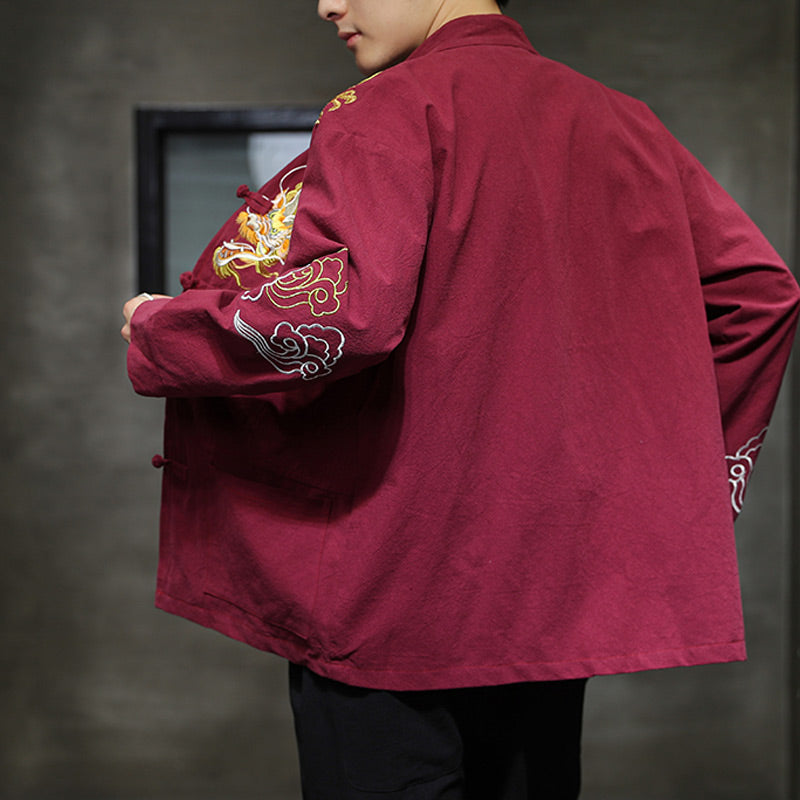 Dragon Auspicious Cloud Embroidery Clothing Chinese Tang Suit Jacket Men Clothing