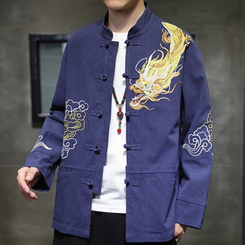 Dragon Auspicious Cloud Embroidery Clothing Chinese Tang Suit Jacket Men Clothing