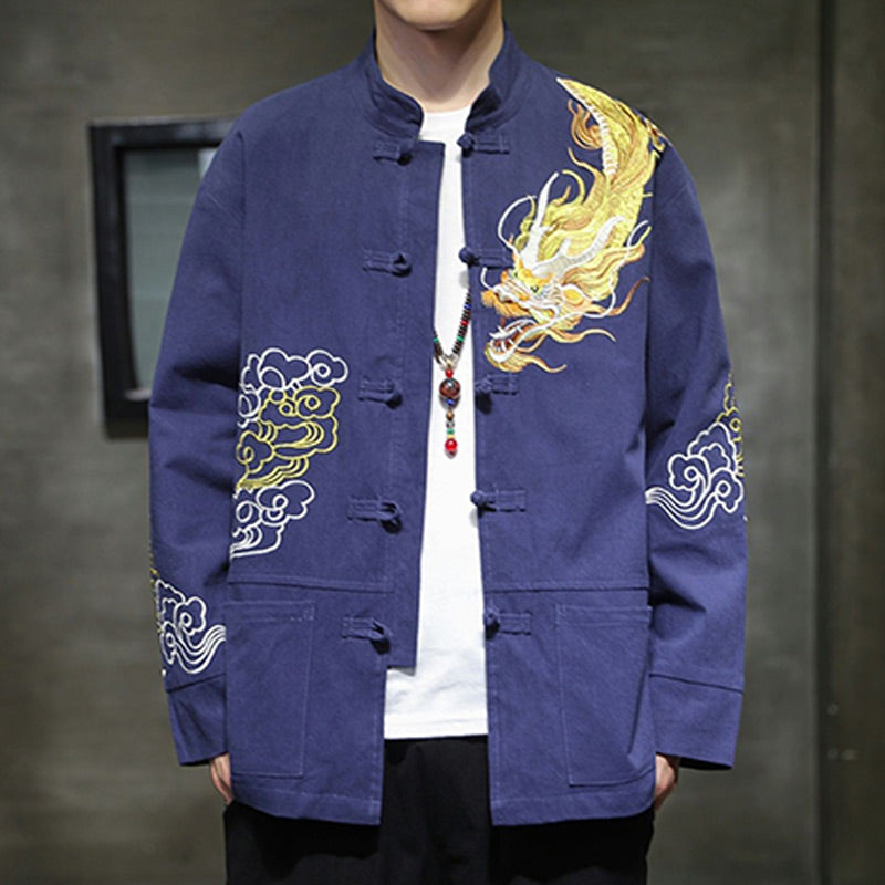 Dragon Auspicious Cloud Embroidery Clothing Chinese Tang Suit Jacket Men Clothing