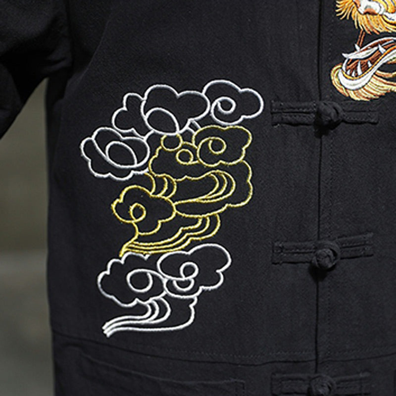 Dragon Auspicious Cloud Embroidery Clothing Chinese Tang Suit Jacket Men Clothing
