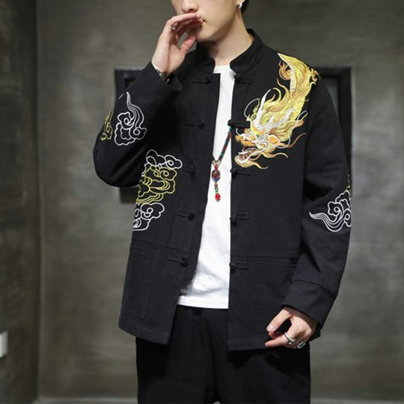 Dragon Auspicious Cloud Embroidery Clothing Chinese Tang Suit Jacket Men Clothing
