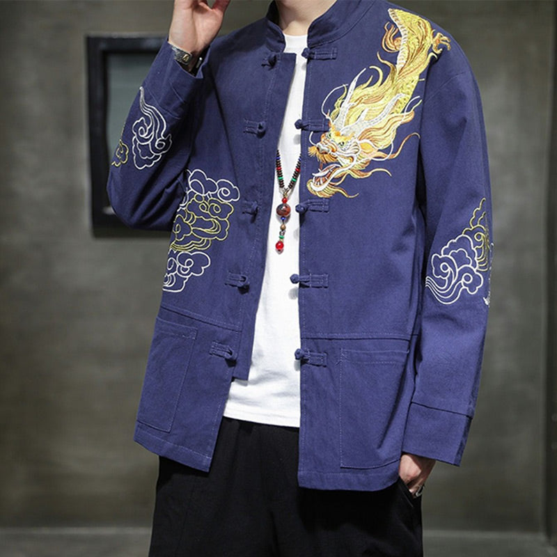Dragon Auspicious Cloud Embroidery Clothing Chinese Tang Suit Jacket Men Clothing