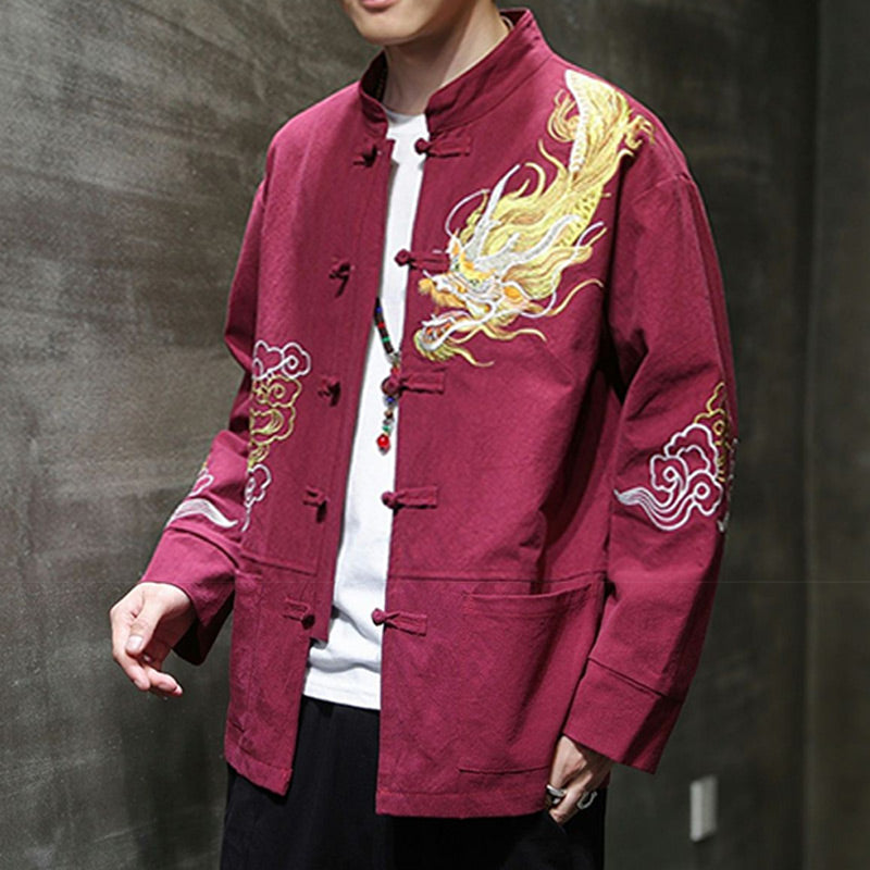 Dragon Auspicious Cloud Embroidery Clothing Chinese Tang Suit Jacket Men Clothing