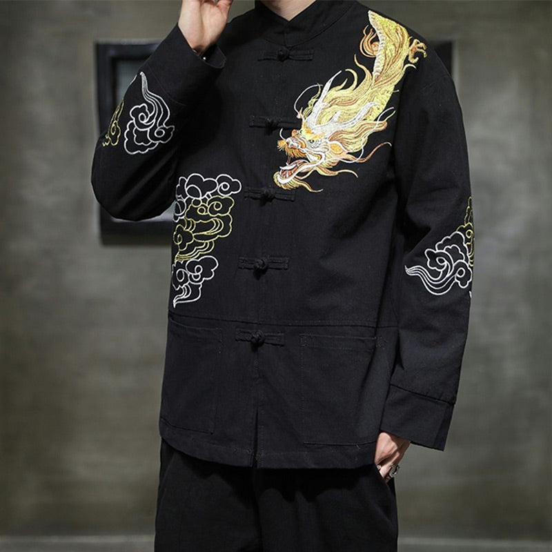 Dragon Auspicious Cloud Embroidery Clothing Chinese Tang Suit Jacket Men Clothing