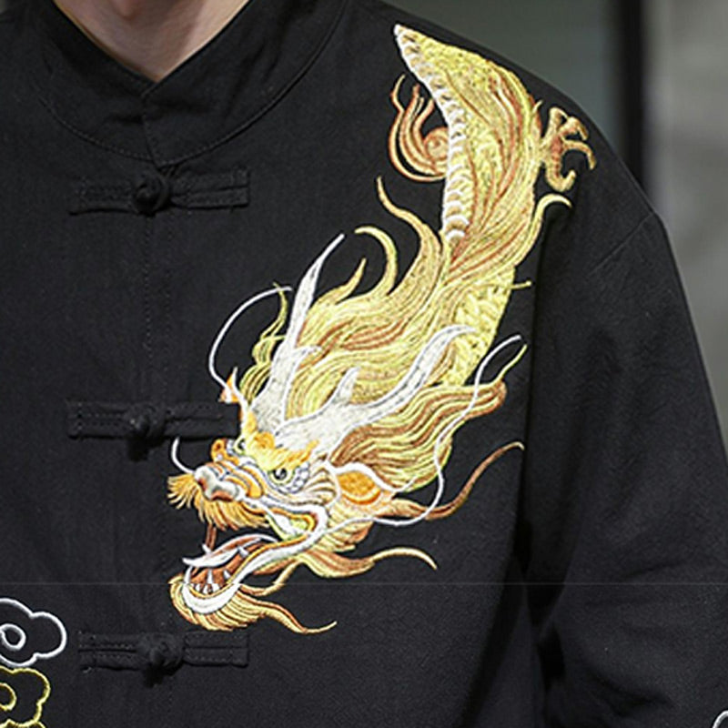 Dragon Auspicious Cloud Embroidery Clothing Chinese Tang Suit Jacket Men Clothing