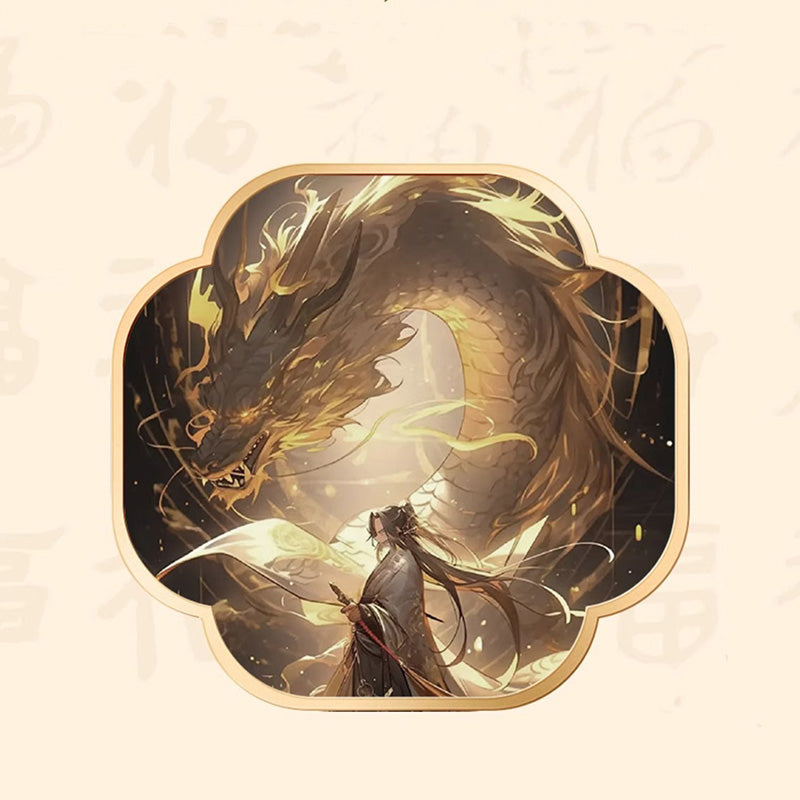 999 Sterling Silver Year of the Dragon Fu Character Hetian Jade Success Necklace Pendant