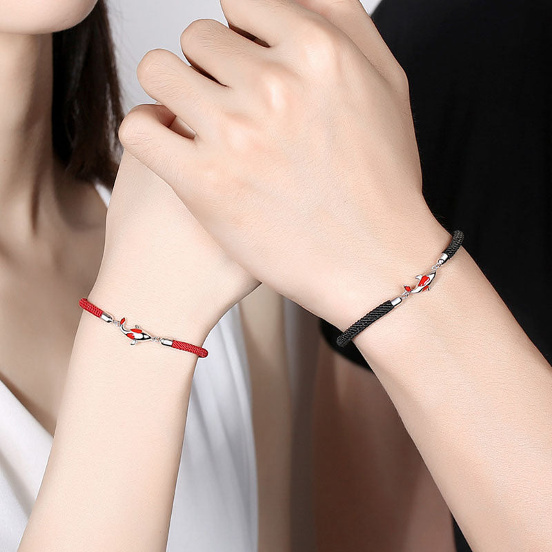 Koi Fish Luck Wealth Braided Chain Couple Bracelet