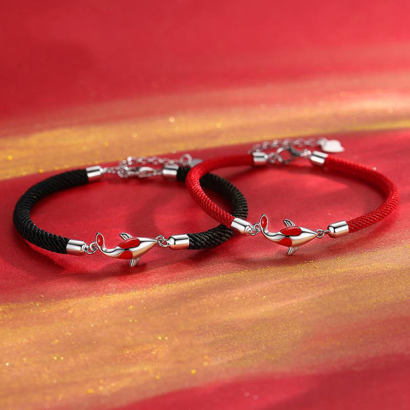 Koi Fish Luck Wealth Braided Chain Couple Bracelet