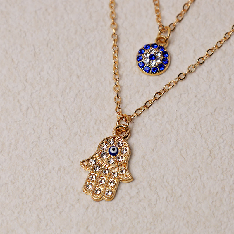 Evil Eye Hamsa Symbol Blessing Luck Chain Necklace Pendant (Extra 35% Off | USE CODE: FS35)