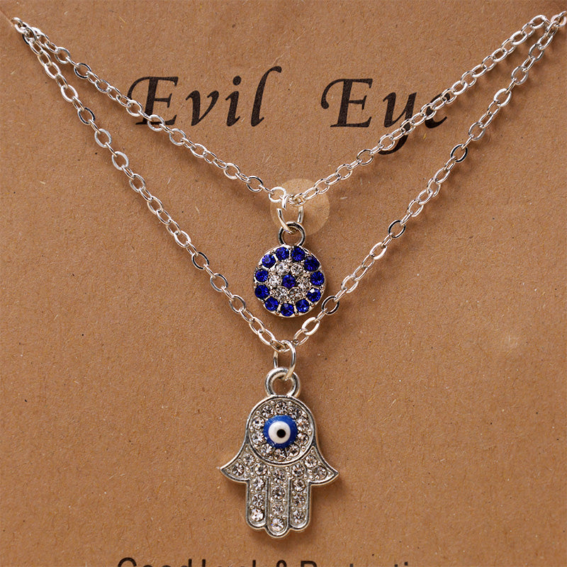 Evil Eye Hamsa Symbol Blessing Luck Chain Necklace Pendant (Extra 35% Off | USE CODE: FS35)