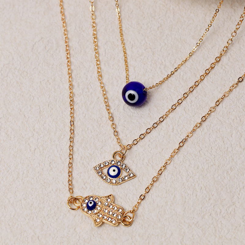 Evil Eye Hamsa Symbol Blessing Luck Chain Necklace Pendant (Extra 35% Off | USE CODE: FS35)