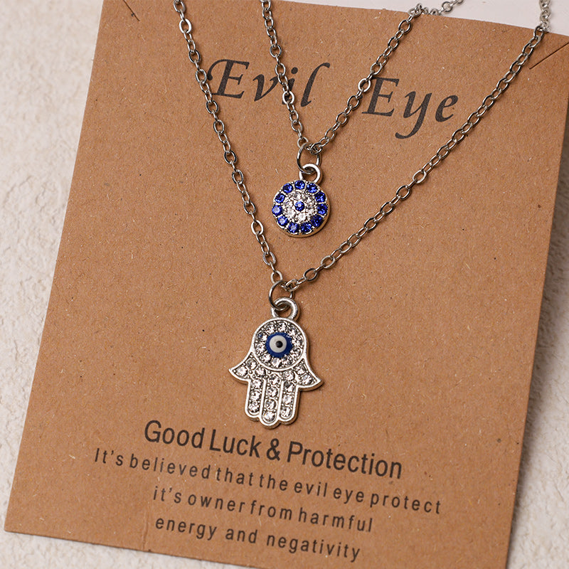 Evil Eye Hamsa Symbol Blessing Luck Chain Necklace Pendant (Extra 35% Off | USE CODE: FS35)