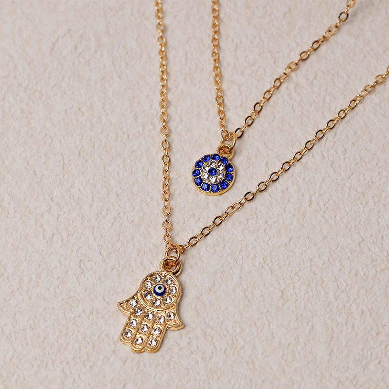 Evil Eye Hamsa Symbol Blessing Luck Chain Necklace Pendant (Extra 35% Off | USE CODE: FS35)