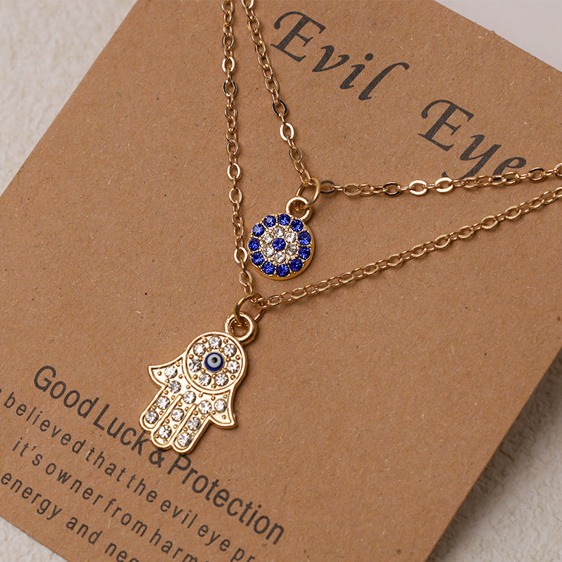Evil Eye Hamsa Symbol Blessing Luck Chain Necklace Pendant (Extra 35% Off | USE CODE: FS35)