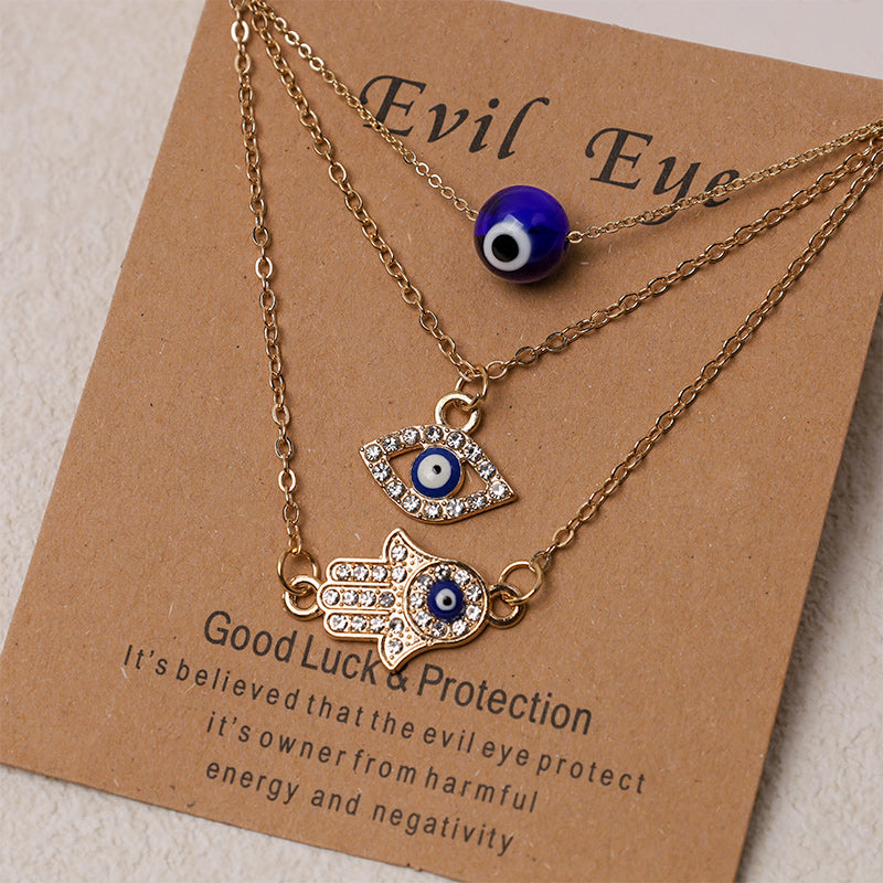 Evil Eye Hamsa Symbol Blessing Luck Chain Necklace Pendant (Extra 35% Off | USE CODE: FS35)