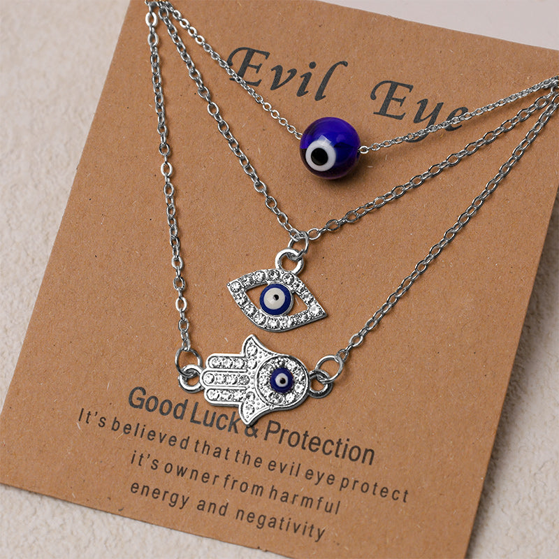Evil Eye Hamsa Symbol Blessing Luck Chain Necklace Pendant (Extra 35% Off | USE CODE: FS35)