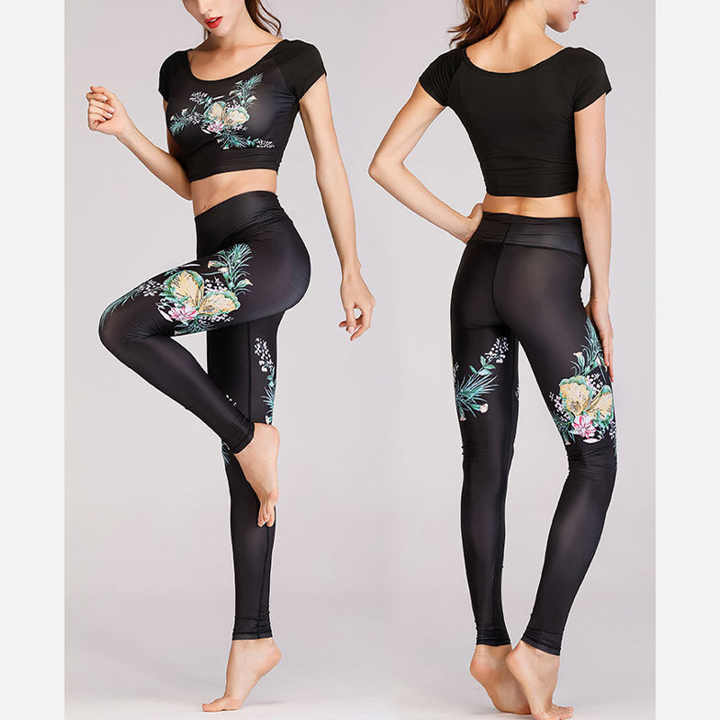 Breathable Printed Lotus Phoenix Mindful Movement Yoga Set