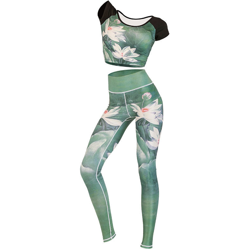 Breathable Printed Lotus Phoenix Mindful Movement Yoga Set