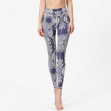 Flowers Leaves Print Pants Sports Fitness Yoga Leggings Women's Yoga Pants