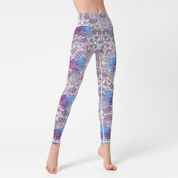 Flowers Leaves Birds Print Pants Sports Fitness Yoga Leggings Women's Yoga Pants