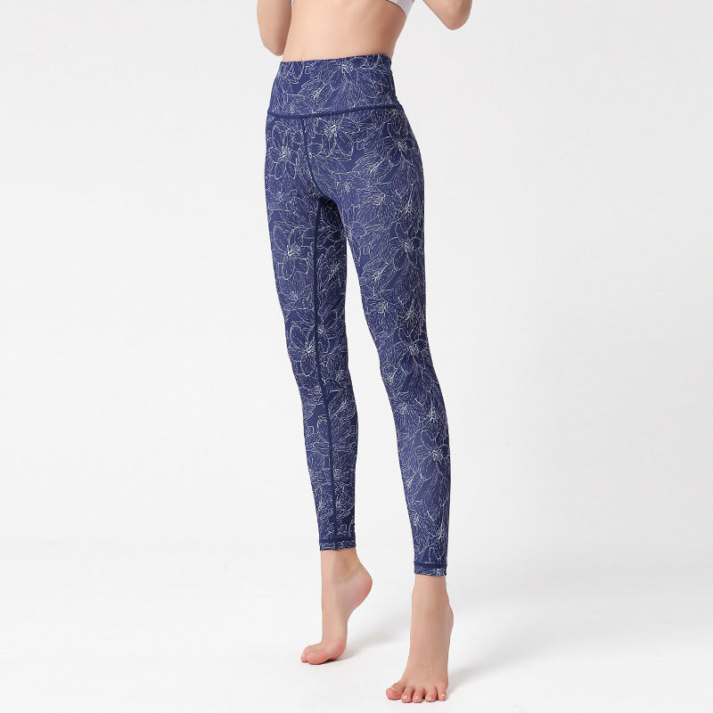 Flowers Leaves Birds Print Pants Sports Fitness Yoga Leggings Women's Yoga Pants