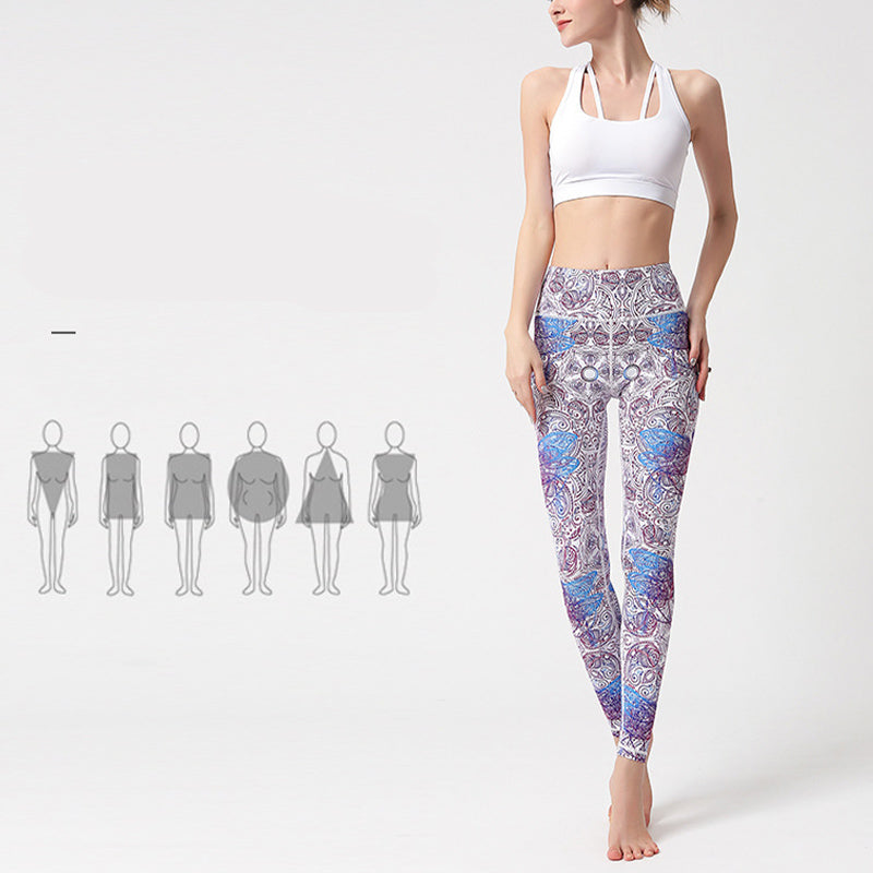 Flowers Leaves Birds Print Pants Sports Fitness Yoga Leggings Women's Yoga Pants