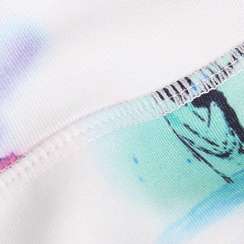 Pink Flower White Colorful Ink White Print Leggings Sports Fitness Yoga Women's Pants