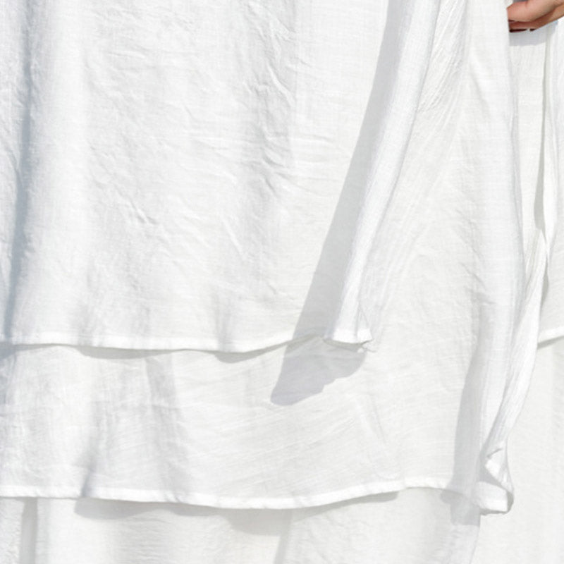 2Pcs White Tai Chi Meditation Yoga Zen Cotton Linen Clothing Top Pants Women's Set