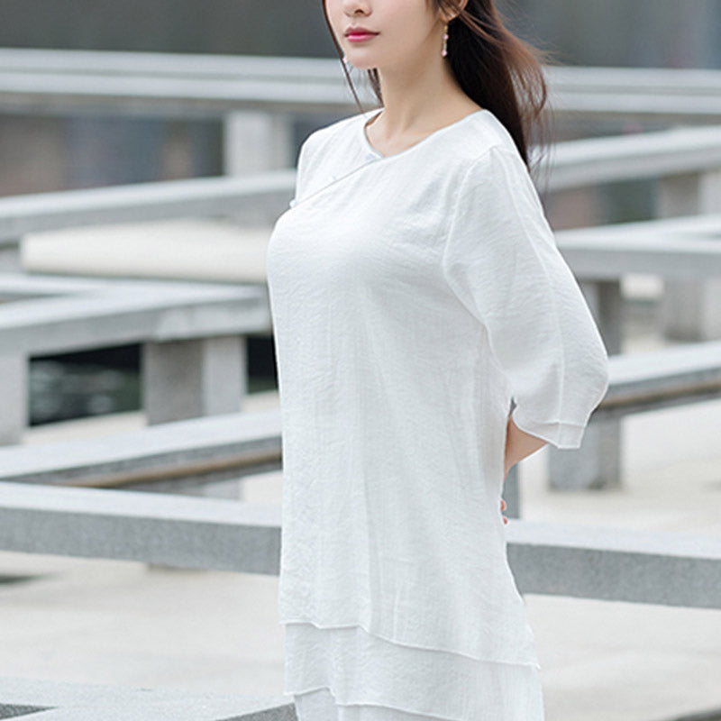 Handcrafted Cotton Linen Minimalist Meditation Top and Pants Set