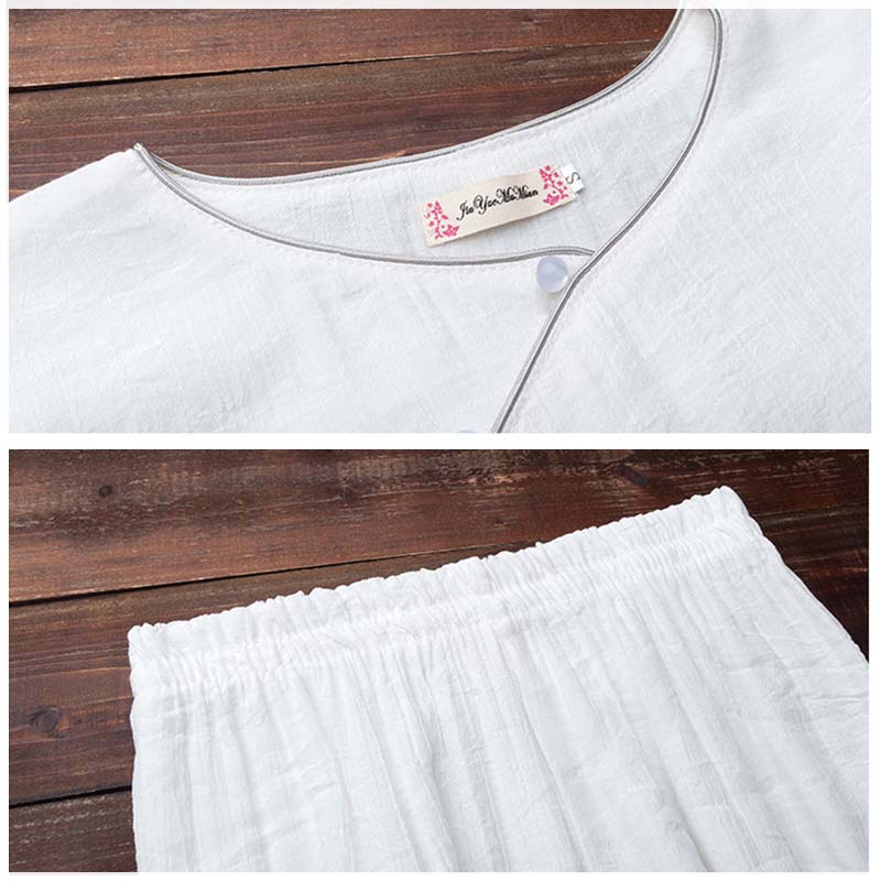 Handcrafted Cotton Linen Minimalist Meditation Top and Pants Set