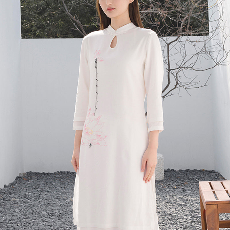 Tactile Cotton Linen Lotus Pattern Meditation Top and Pants Set