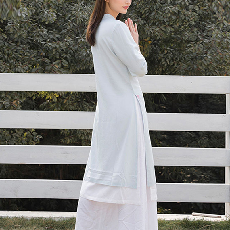 Tactile Cotton Linen Lotus Pattern Meditation Top and Pants Set