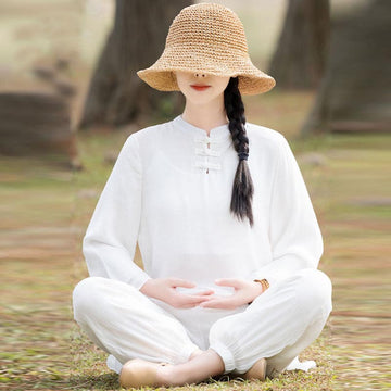 Handcrafted Cotton Linen Relaxed Zen Meditation Two-Piece Set