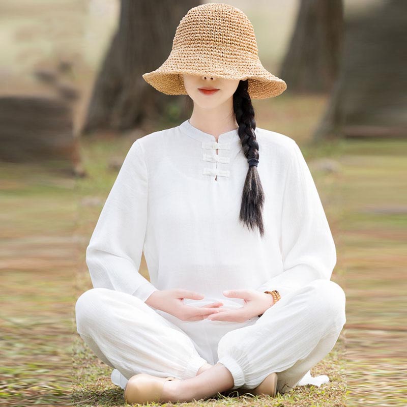Handcrafted Cotton Linen Relaxed Zen Meditation Two-Piece Set