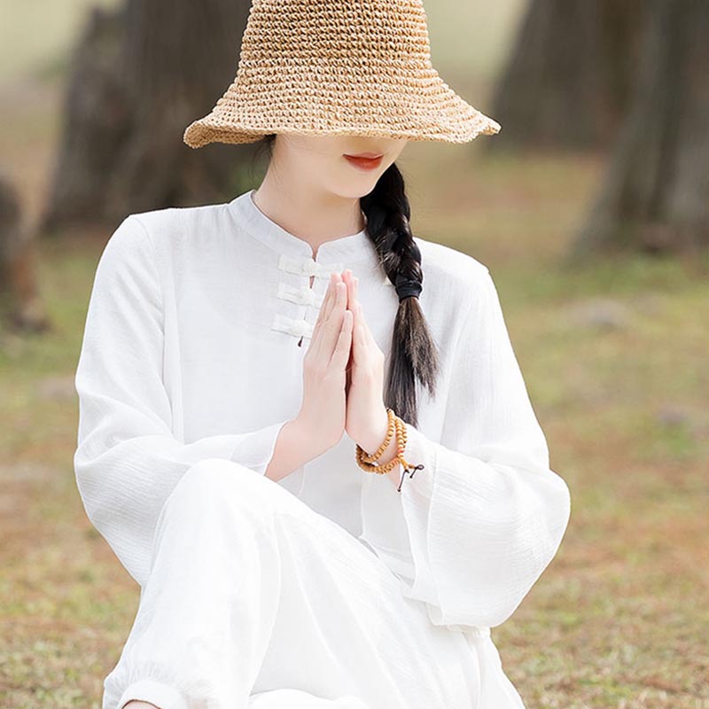 Handcrafted Cotton Linen Relaxed Zen Meditation Two-Piece Set