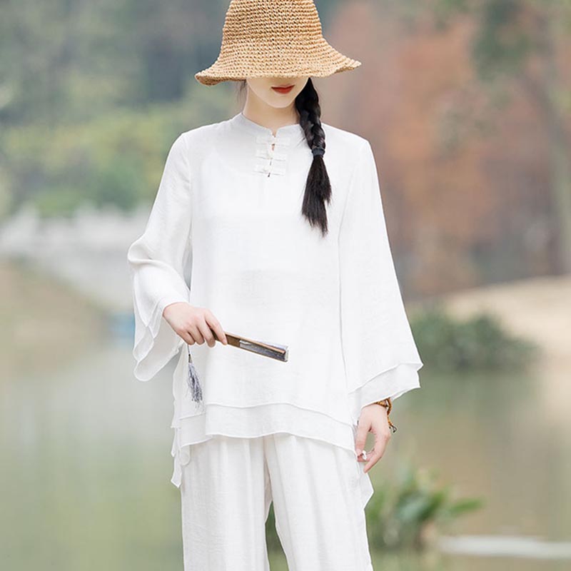 Handcrafted Cotton Linen Relaxed Zen Meditation Two-Piece Set