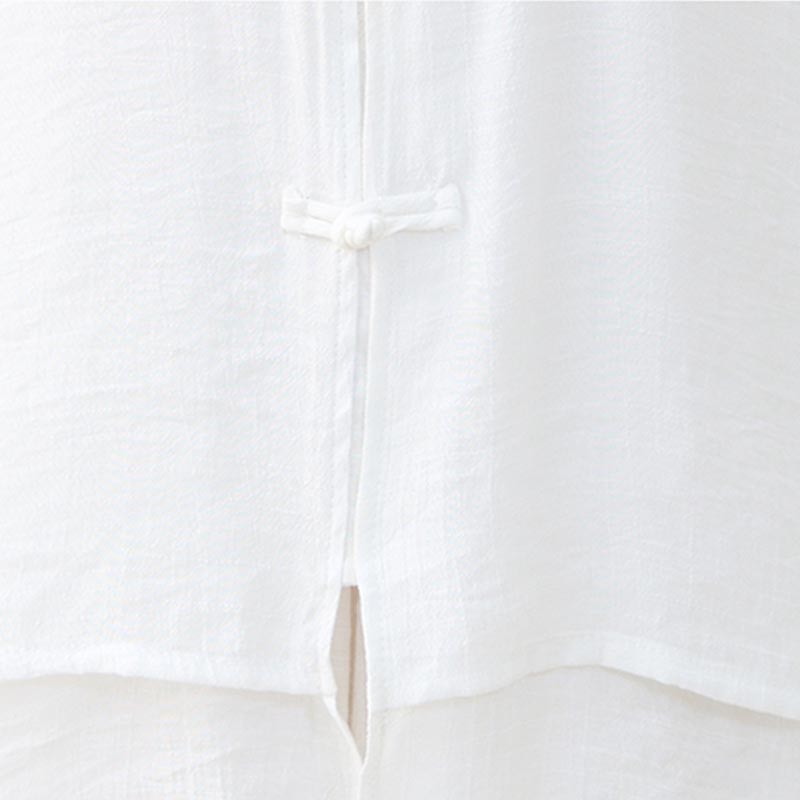 2Pcs Simple Chinese Frog Button Design Top Pants Meditation Yoga Zen Tai Chi Cotton Clothing Women's Set