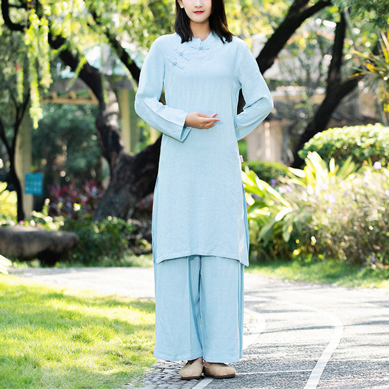 Cotton Linen Long-Sleeve Meditation & Yoga Two-Piece Set