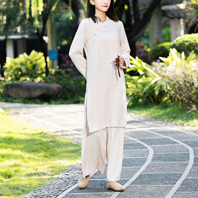 Cotton Linen Long-Sleeve Meditation & Yoga Two-Piece Set