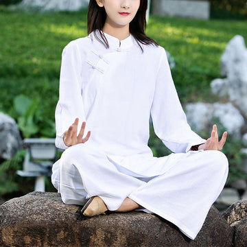 Cotton Linen Long-Sleeve Meditation & Yoga Two-Piece Set