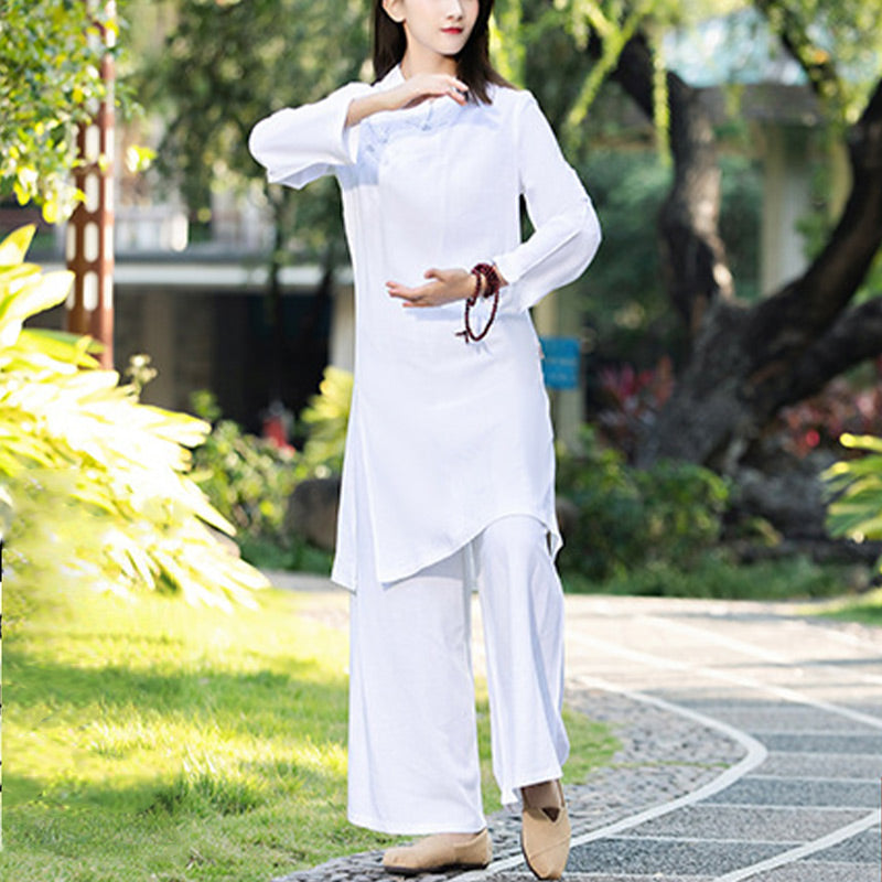 Cotton Linen Long-Sleeve Meditation & Yoga Two-Piece Set