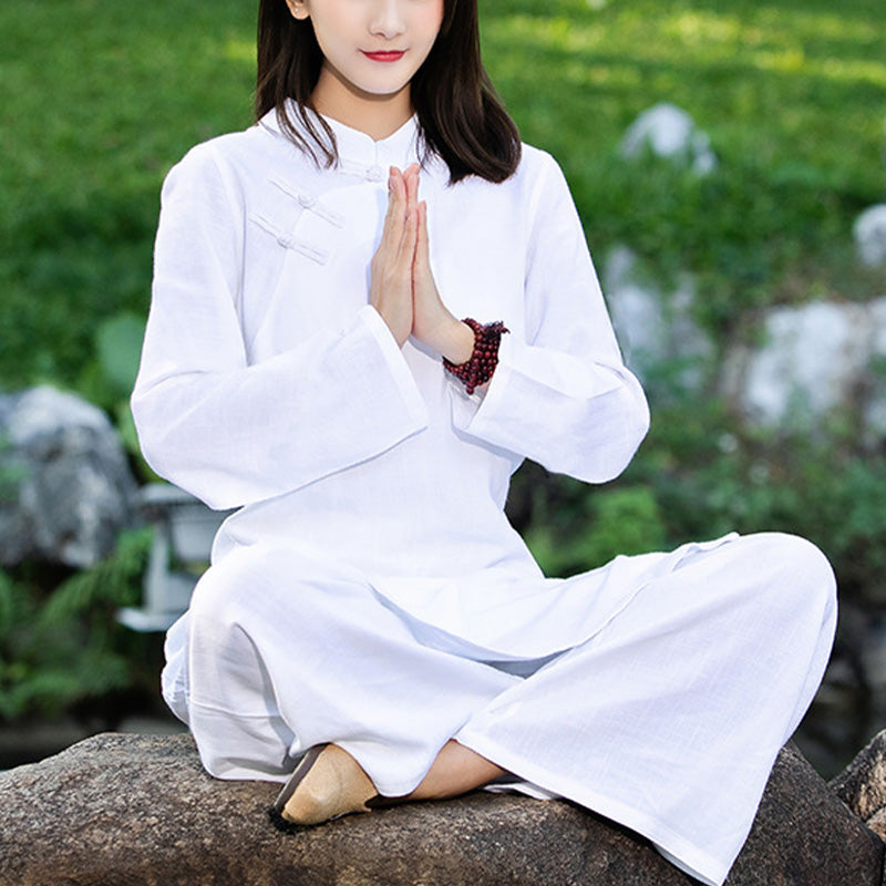 Cotton Linen Long-Sleeve Meditation & Yoga Two-Piece Set