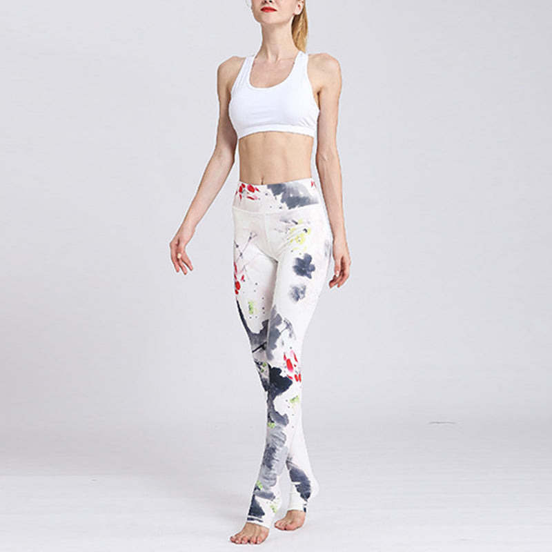 Lotus Flower Print Design Pants Sports Fitness Yoga Leggings Women's Yoga Pants