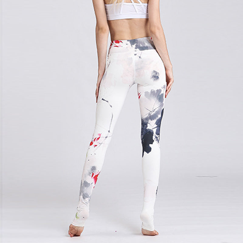 Lotus Flower Print Design Pants Sports Fitness Yoga Leggings Women's Yoga Pants