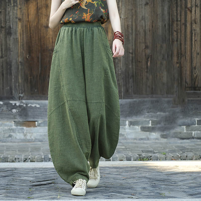 Cotton Linen Pants Harem Trousers Loose Zen Yoga Tai Chi Women's Pants