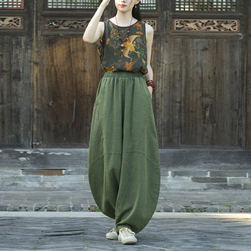 Cotton Linen Pants Harem Trousers Loose Zen Yoga Tai Chi Women's Pants
